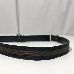 Authentic Gucci Woven Web and Leather Black & Chocolate Brown Logo Stripe Belt Gucci | Accessories | Authentic Gucci Woven Web And Leather  main image 3